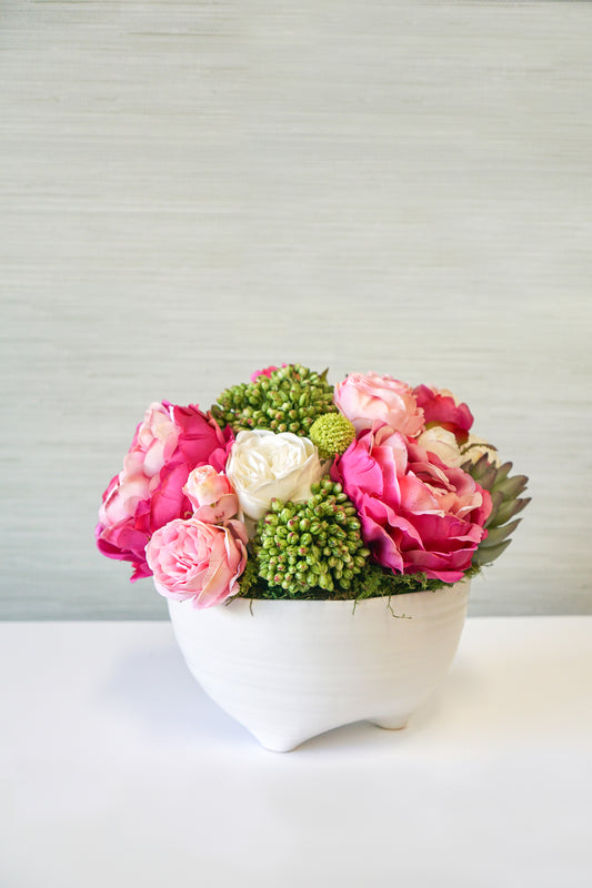 Taliah Bowl with Fuchsia Florals