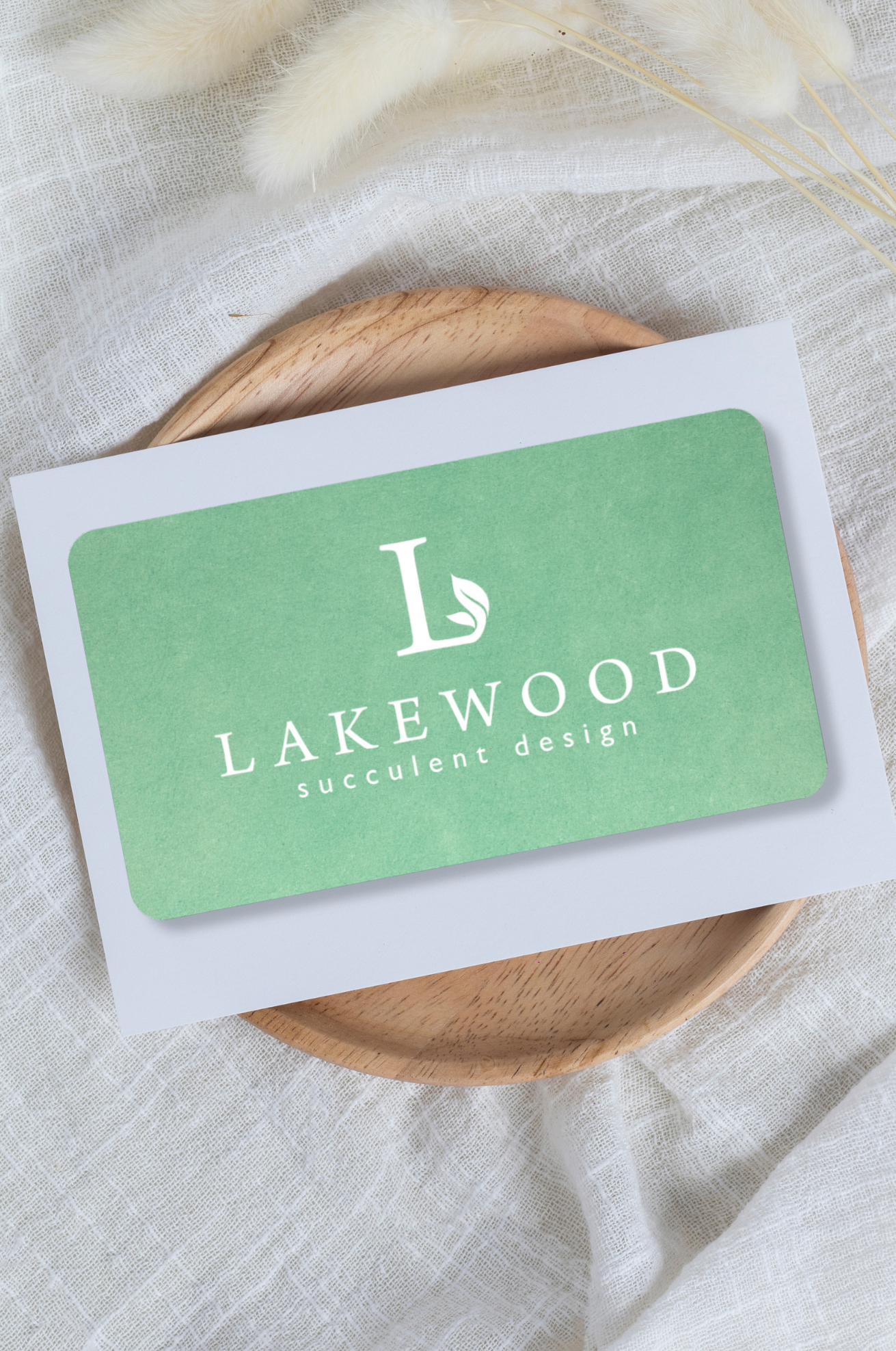 Sample image of an E-Gift Card for Lakewood Succulent Design. Gift Card will be digital and emailed (not a physical card).