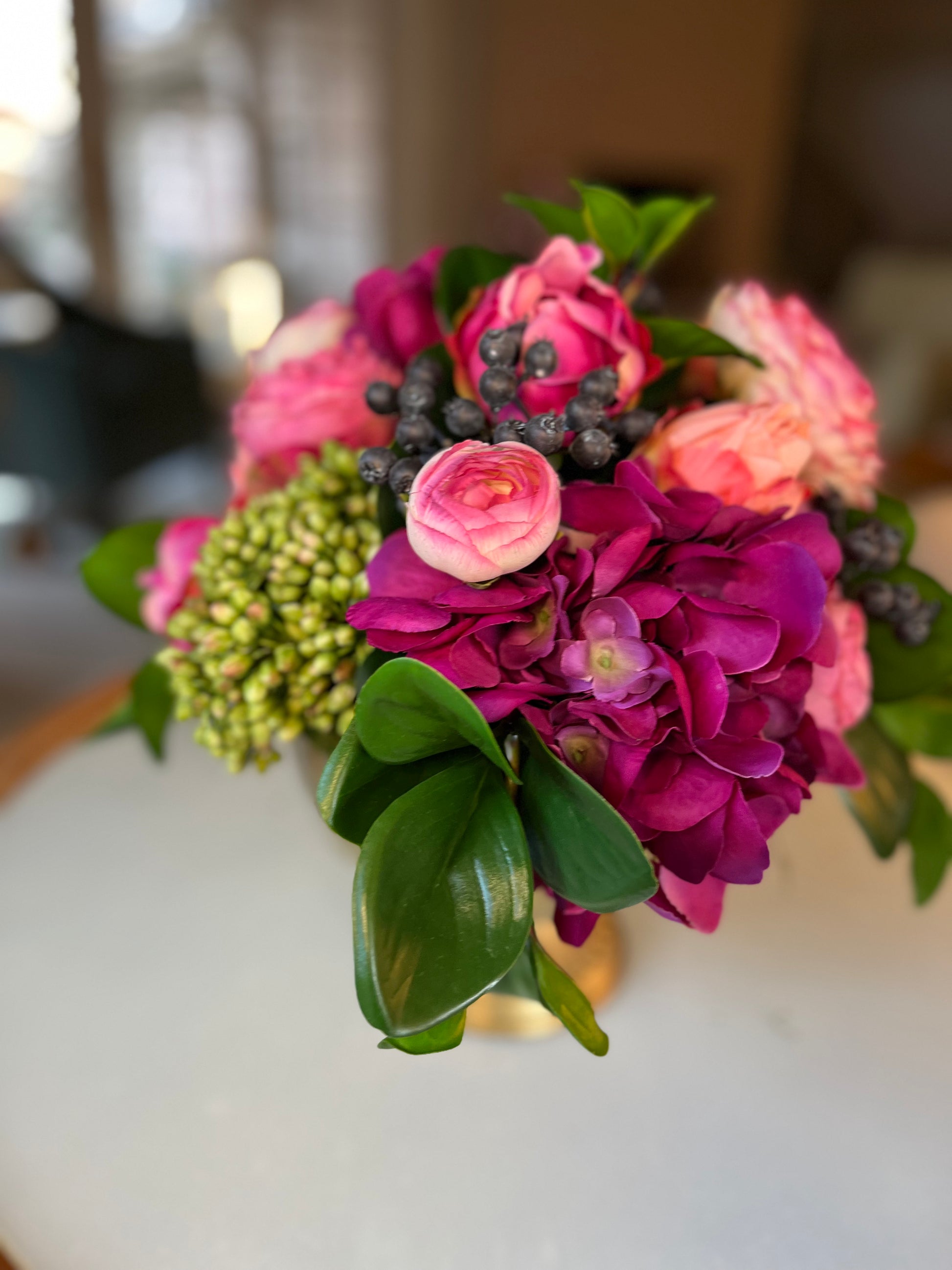 artificial pink and purple florals