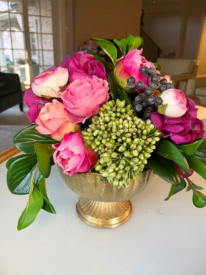 Purples and Pinks in a Pedestal Bowl