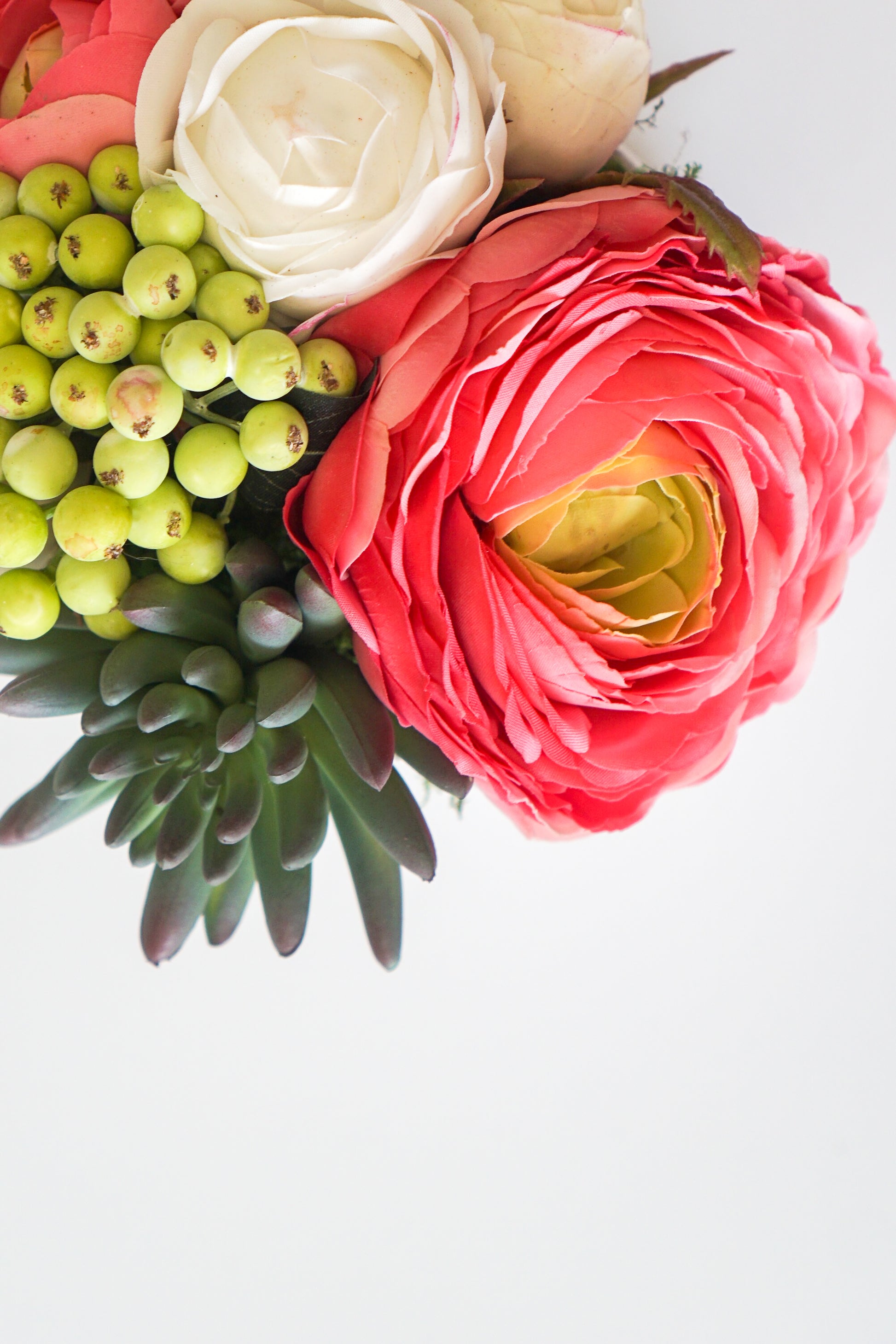 Poppy Planter with Lush Florals and Succulent